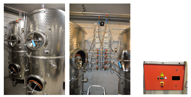 Photos of the experimental wine fermentation cooling setup, from the 2017 Food and Bioproducts Processing paper